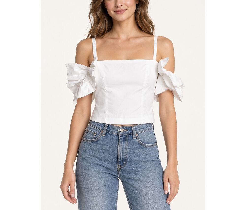 Staud White Poplin Crop Top Sz. S